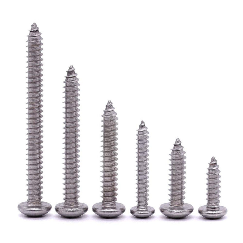 [Australia - AusPower] - #6 x 1/2" Pan Head Sheet Metal Screw, 304 Stainless Steel 18-8, Phillips Drive Self Tapping Screw, Round Head Wood Screw, Bright Finish, Full Thread, Pack of 100 #6 x 1/2" 