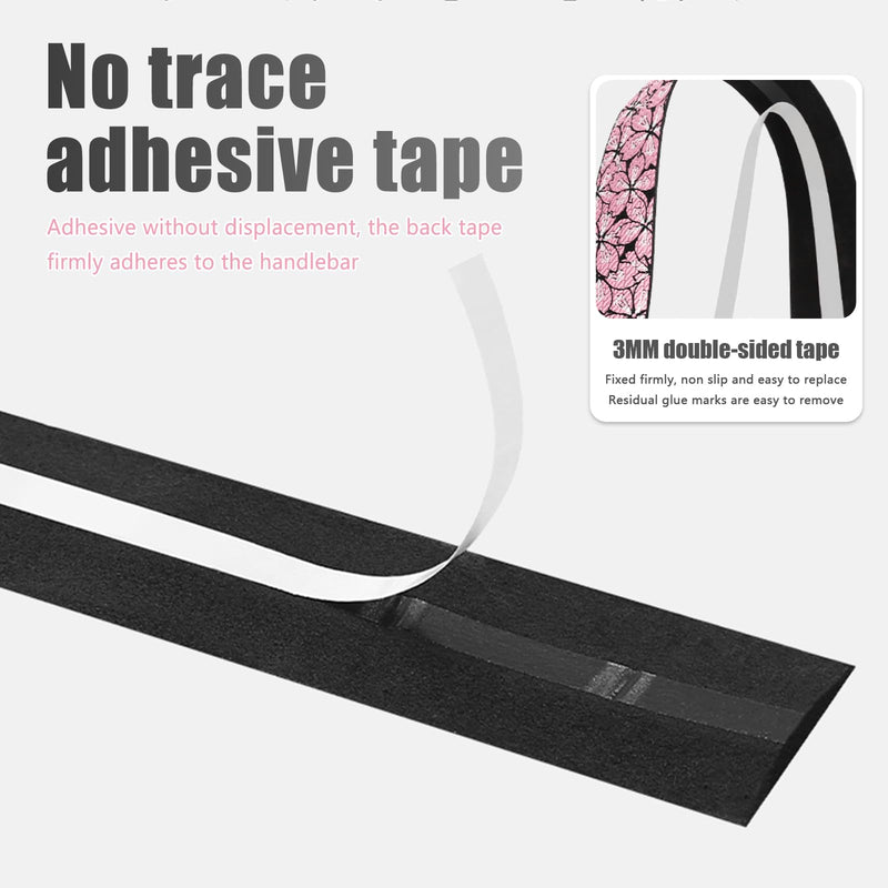 Bike Handlebar Tape EVA (Set of 2), Road Bike Handlebar Tapes, Handle Bar Tape for Road Bike, Cherry Blossom Pattern with 4pcs Handlebar End Plugs, Soft Comfortable-Enhance Your Bike Grip Black Green