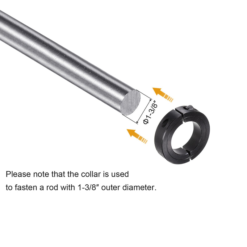 [Australia - AusPower] - Shaft Collar for 1-3/8" Rod 2-1/4" OD 9/16" Width Black Oxide Plating Double Split Axle Clamp-On Collar with Set Screw 1-3/8" Bore 