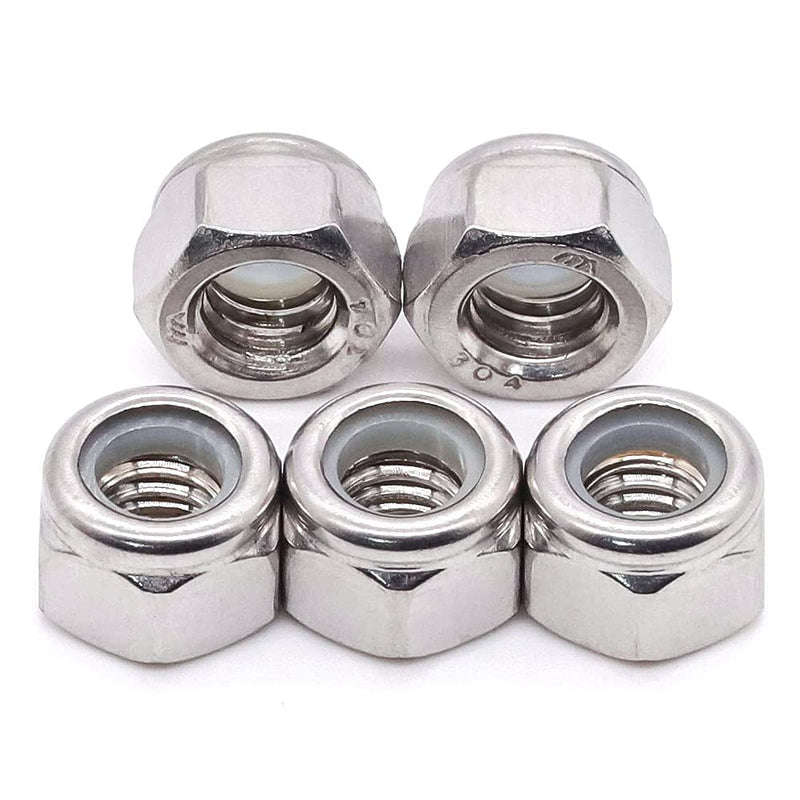 [Australia - AusPower] - Glvaner 1/2"-13 Thread Size Stainless Steel Hex Locknuts with White Nylon Insert 304 Stainless Steel 18-8 20 Pack 