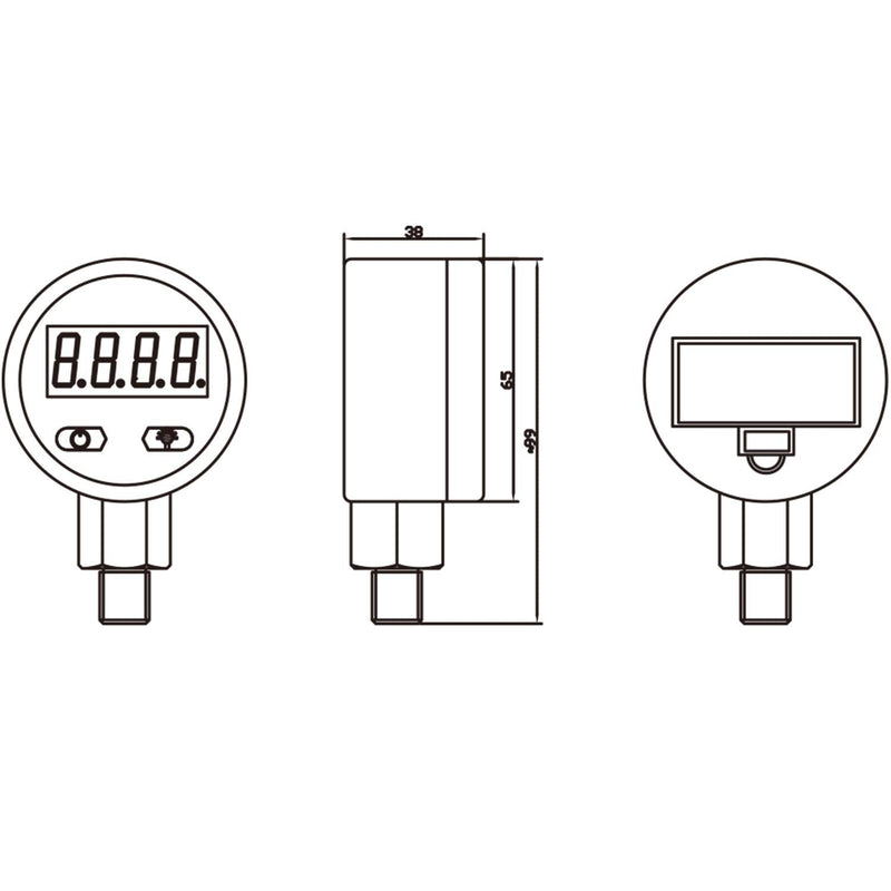 [Australia - AusPower] - MEASUREMAN 2-1/2" dial, Digital Industrial Pressure Gauge with 1/4" NPT Lower Mount, Stainless Steel case and Connection, 0-1000psi/bar, 1%,Battery Powered, with LED Light 2-1/2" Dial, 0-1000psi 1% 