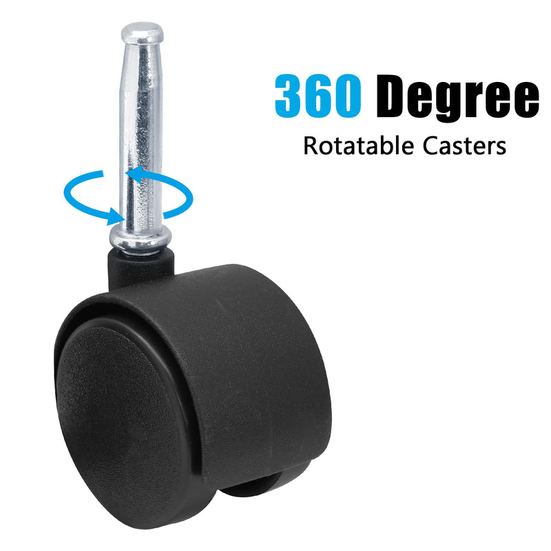[Australia - AusPower] - 4pcs 1.5 Inch Swivel Caster Wheels, M8 Grip Neck Stem Caster Wheels, Heavy Duty Casters, Black Nylon Wheels Replacement for Furniture, Table, Cabinet, Shelf 1.5 Inch-M8 Grip Neck Stem 