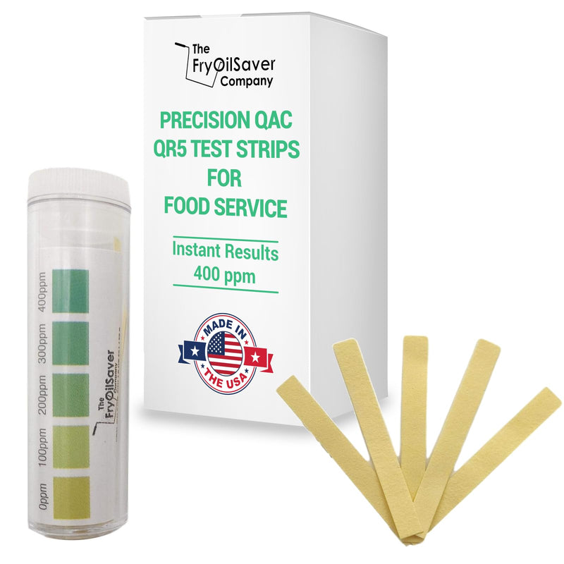 400 Pack Quat Sanitizer Test Strips for Sanitizing Solution – Quaternary Food Service Test Kit for Restaurant Kitchen - QAC QR5 0-500 ppm - 4 x 100-Strip Vials (4 Pack) by FryOilSaver Co. 400