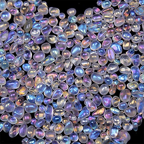 Acxico 1Pcs 100g Tumbled Bulk Beautiful White Moonstone Stone Crystal Reiki Healing