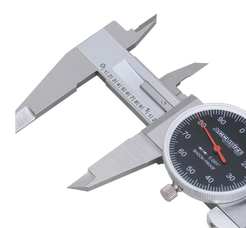 [Australia - AusPower] - Accusize Industrial Tools 0-6" x 0.001" (Range x Resolution) Dial Caliper, Black Face Red Needle, Stainless Steel in Fitted Box, P920-B216 1 