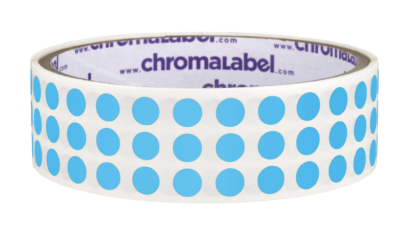 ChromaLabel 1/4 Inch Circle Sticker Labels, High Visibility Permanent Sticker Dots, Round Color Coding Labels - 1000 Sticky Dots per Roll, Light Blue Stickers 1/4"