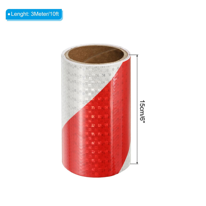 PATIKIL Reflective Tape, 6 Inch x 10 FT Waterproof High Visibility Self-Adhesive Warning Safety Tape Outdoor Reflector Stickers for Cars Trucks Trailers, Red White 6 Inch x 10 Feet