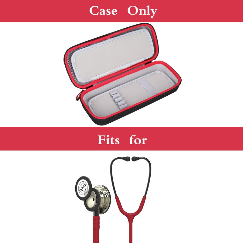 [Australia - AusPower] - Mchoi Stethoscope Case Compatible with 3M Littmann Classic III, Lightweight II S.E, MDF Acoustica Deluxe Stethoscope, Extra Room for Medical Scissors EMT Trauma Shears and Accessories, Black Grey 