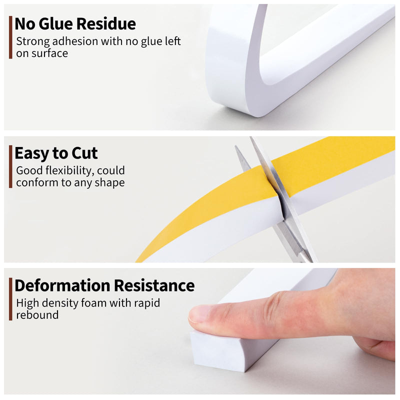 Yotache White High Density Foam Tape 1" x3/4" for Windows Air Conditioner Insulation Seal, Weatherstrip, AntiVibration, Shockproof Protection, Total 13 Ft (2 X 6.5 Ft Each) 1"x3/4"x13 FT