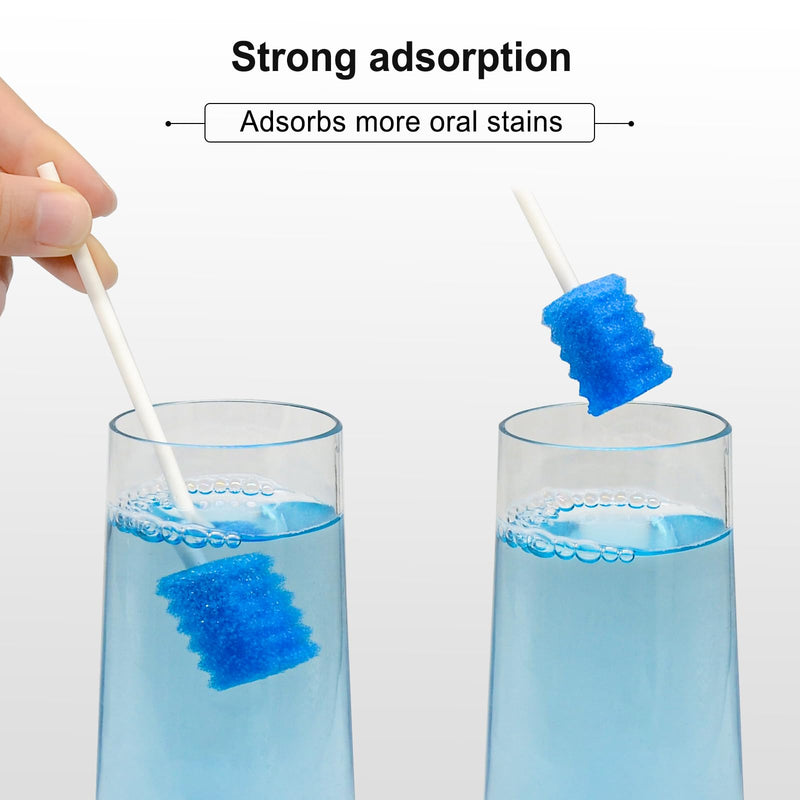 ARGOMAX Pack of 50 Oral Care Sponges - Disposable Sponge Swabs for Mouth Cleaning & Lip Care - Gentle Cleaning Sticks for the Oral Cavity - Blue