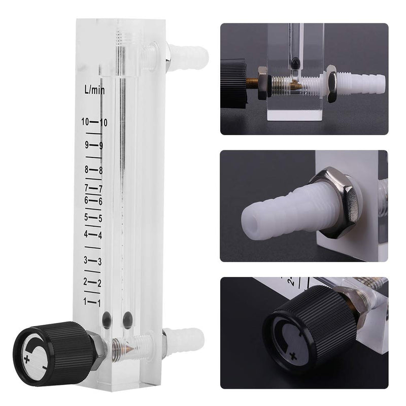 [Australia - AusPower] - Oxygen Air Flow Meter, LZQ-7 Gas Flow Meter 1-10LPM Flow Meter with Control Valve for Oxygen/Air/Gas, 8mm Hose Barb 