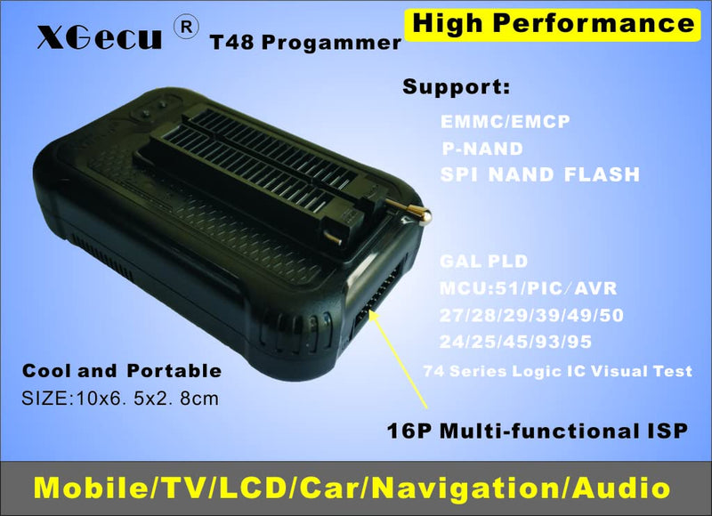 [Australia - AusPower] - V12.63 Original XGecu T48 [TL866-3G] Programmer Support 34000+ ICs for EPROM/MCU/SPI/Nor/NAND Flash/EMMC/IC TESTER/ TL866CS TL866II Plus Replacement 