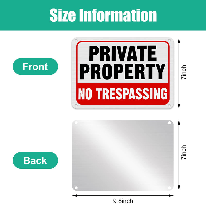 LEIFIDE 12Pcs No Trespassing Private Property Signs 7" x 10"Metal Reflective Aluminum No Trespassing Sign Weatherproof Warning for Property Security (Classic Red & White,Red, Black, White,7 x 10 Inch) Classic Red & White Red, Black, White 7 x 10 Inch