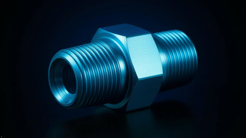 PrecisionGeek Aluminum 1/8 NPT to 1/8 NPT Male to Male Adapter/Coupling Plug, Anodized - 1 Piece (Blue) Blue