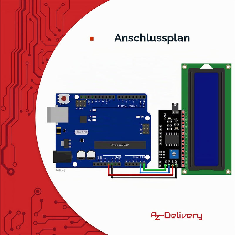 AZDelivery 3 x HD44780 16 x 2 LCD Module Display Bundle with I2C Interface 2 x 16 Characters Compatible with Arduino and Raspberry Pi Includes E-Book (with Blue Background and White Signs)
