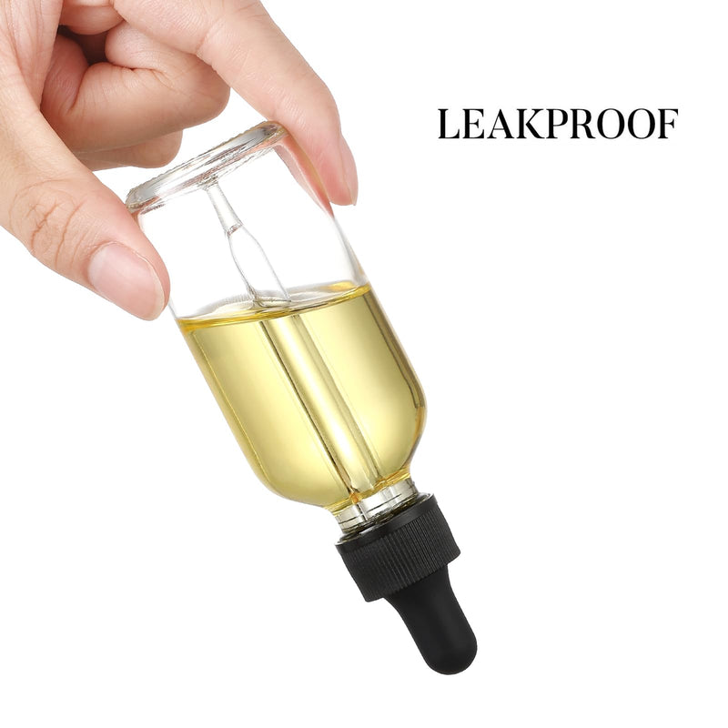 [Australia - AusPower] - AOZITA 4 Pcs, 2 oz Clear Eye Dropper Bottles with 1 Stainless Steel Funnels & 4 Labels - Black Caps 60ml Thick Glass Tincture Bottles - Leakproof Essential Oils Bottle for Storage and Travel Blank Dropper 
