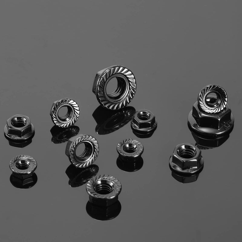 [Australia - AusPower] - 1/4-20 Serrated Flange Hex Lock Nuts 100Pcs 304 Stainless Steel 18-8, Full Thread, Hex Drive, Bright Finish, Black Oxide by SG TZH 100 1/4-20 