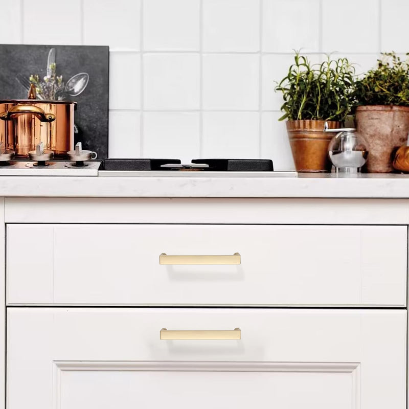 10 Pack 3 Inch(76mm) Kitchen Cabinet Handles Brushed Gold Cabinet Pulls Kitchen Cabinet Hardware Drawer Pulls for Cupboard Wardrobe 3"/76MM Hole Center 10 Pack
