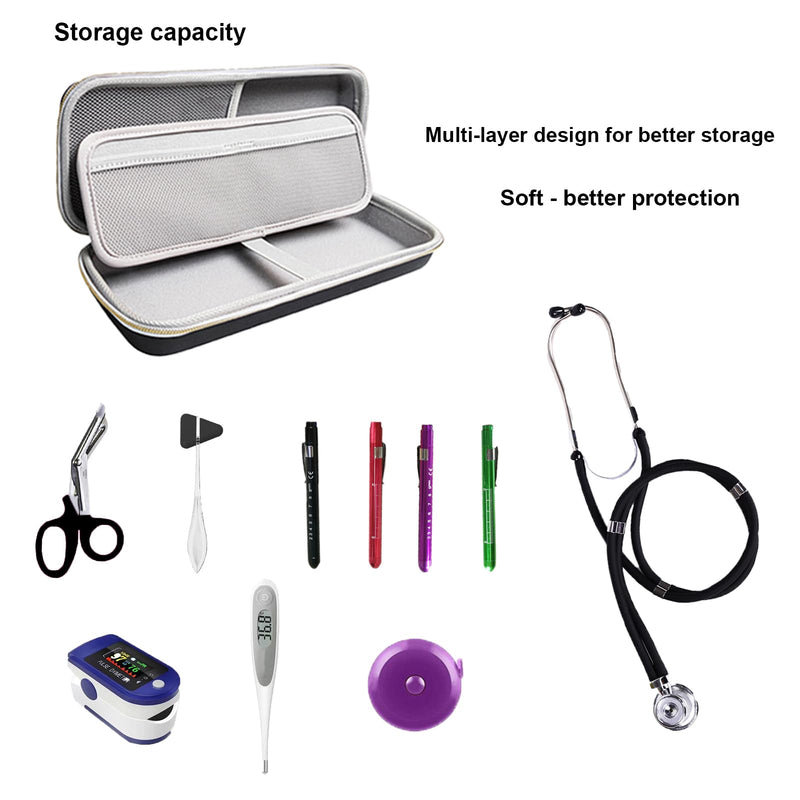 [Australia - AusPower] - Stethoscope Case for 3M Littmann Stethoscope and for MDF Stethoscopes, Stethoscope Accessories, Extra Room for Medical Bandage Scissors and LED Penlights（Black） Black 