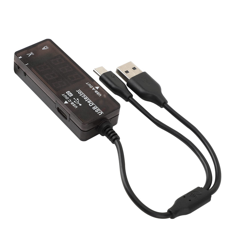[Australia - AusPower] - DROK USB Tester, USB-A USB-C 2.0 Multimeter Dual USB Ports PD QC 3.0 Battery Charger Monitor, Copper Alligator Clips with Wire Female and Male USB Connector Test Leads for Testing Circuit 2x18AWG 3-5A 