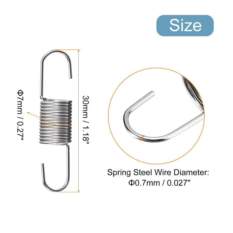 [Australia - AusPower] - uxcell 50Pcs Extended Spring 9/32 inch x 1-3/16 inch, 0.027 inch Spring Steel Dual Hook Tension Springs for Machinery Construction 
