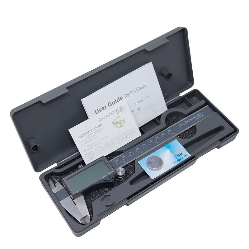 [Australia - AusPower] - IP54 Grade Digital Caliper, DCLR-0605 0-6" /150mm, Inch/Metric/Fractions Conversion, Stainless Steel, Large LCD Screen 