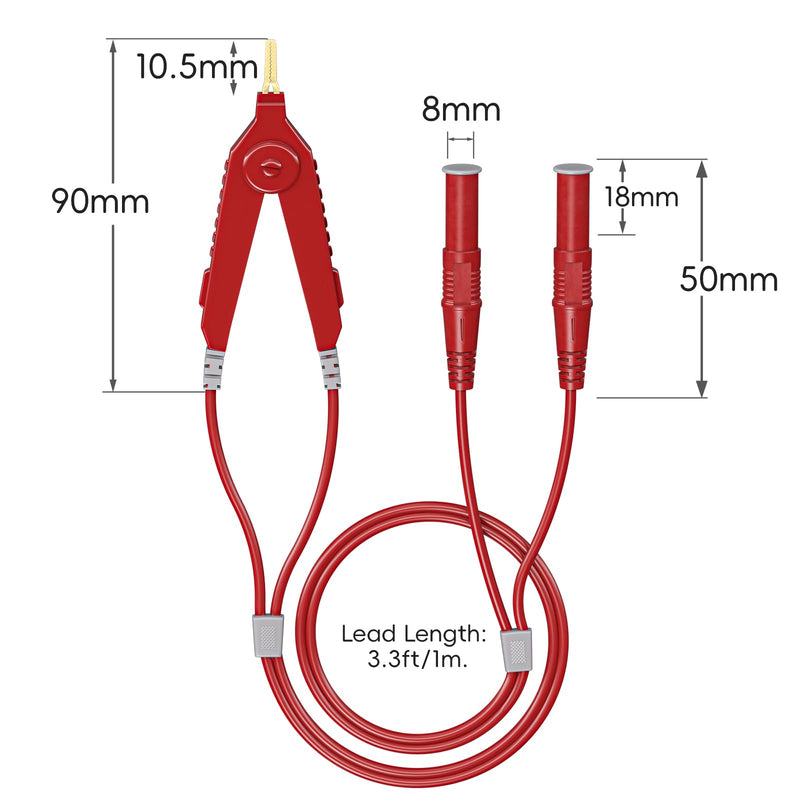 [Australia - AusPower] - Goupchn LCR Meter Test Leads Terminal Kelvin Clips Cable Wires to 4mm Safety Banana Plugs 1.2m/3.94ft for DMM Safety Banana Plug to Alligator Clip 