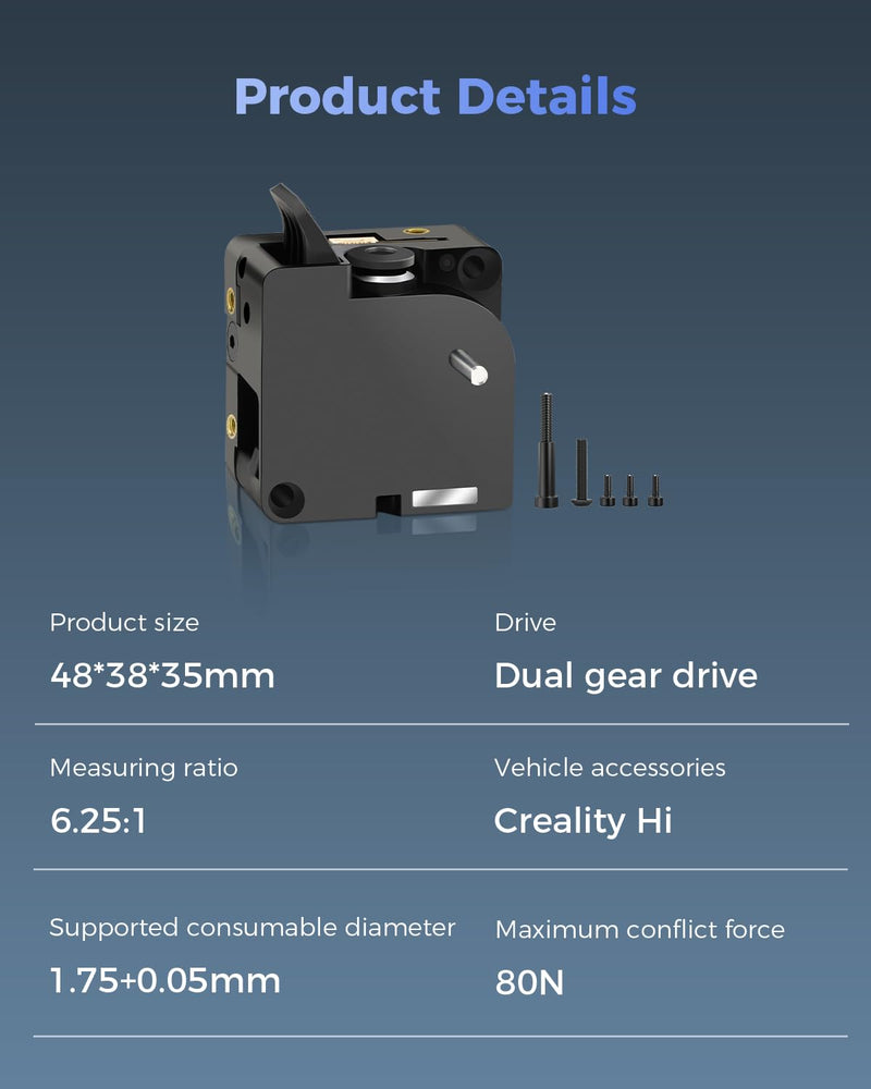 [Australia - AusPower] - Official Creality Hi Extruder Kit, Build-in Filament Runout Sensor, 80N Strong Extrusion Force & Dual Gear Design Provide Smooth and Precise Feeding, Compatible with Creality Hi 3D Printer 