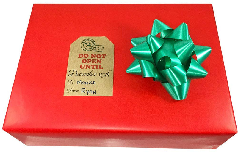 Do Not Open Until December Christmas Gift Tags Stickers – 2 x 3 Inch Natural Kraft Paper Stickers – 25 Adhesive Holiday Labels with 4 Different Vintage Designs– Eco-Friendly, Made in USA