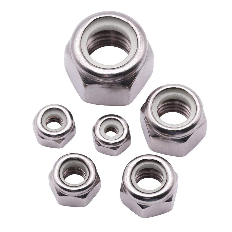 #10-24 inch Nylon Inserted Hex Locknuts (50 Pack), 304 Stainless Steel (18-8) lock nut, Finish Hex lock Nut #10-24 50