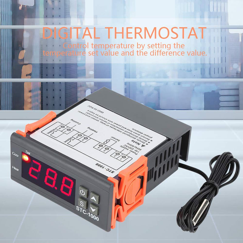 [Australia - AusPower] - Digital Thermostat, Digital Temperature Controller Temp Sensor Electric Thermostat Control 110-220V for Aquarium, Terrarium, Zoo, Chicken Incubator 