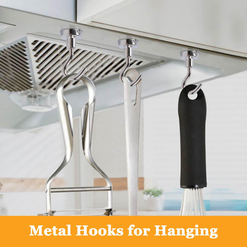 [Australia - AusPower] - 18Pcs Magnetic Hooks, 25lbs Strong Magnetic Hooks Heavy Duty, Key Holder Neodymium Magnet Hooks, Wall Magnetic Hooks for Hanging Refrigerator Kitchen Door Cruise Garage Ceiling Tool Storage E16mm_18p 