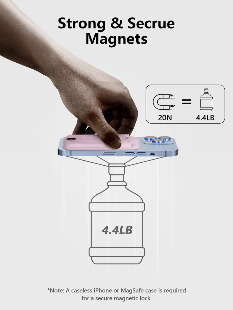 [Australia - AusPower] - TopMade for Magsafe Wallet, Magnetic Wallet Card Holder for iPhone 15, iPhone 14/13/12 Series, Leather Magnetic Phone Wallet with Powerful Magnet, Credit Card RFID Blocking, Fit 4 Cards, Pink 