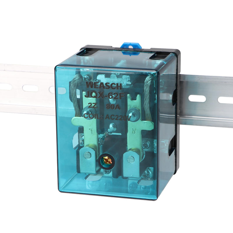 [Australia - AusPower] - 2Pcs High Power Relay JQX-62F-2Z, Coil Voltage AC 220V 80A, DPDT 2NO 2NC, Electronmagnetic Relay, 35mm Rail Mount (AC 220V, 2) 