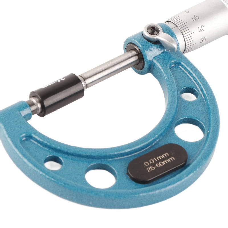 [Australia - AusPower] - External Micrometer Stainless Steel High Accuracy Outside Micrometer Thickness Gauge with Key 0.01 mm External Micrometer Tool for Precise Measuring of Material Thicknesses (25-50 mm) 25-50mm 