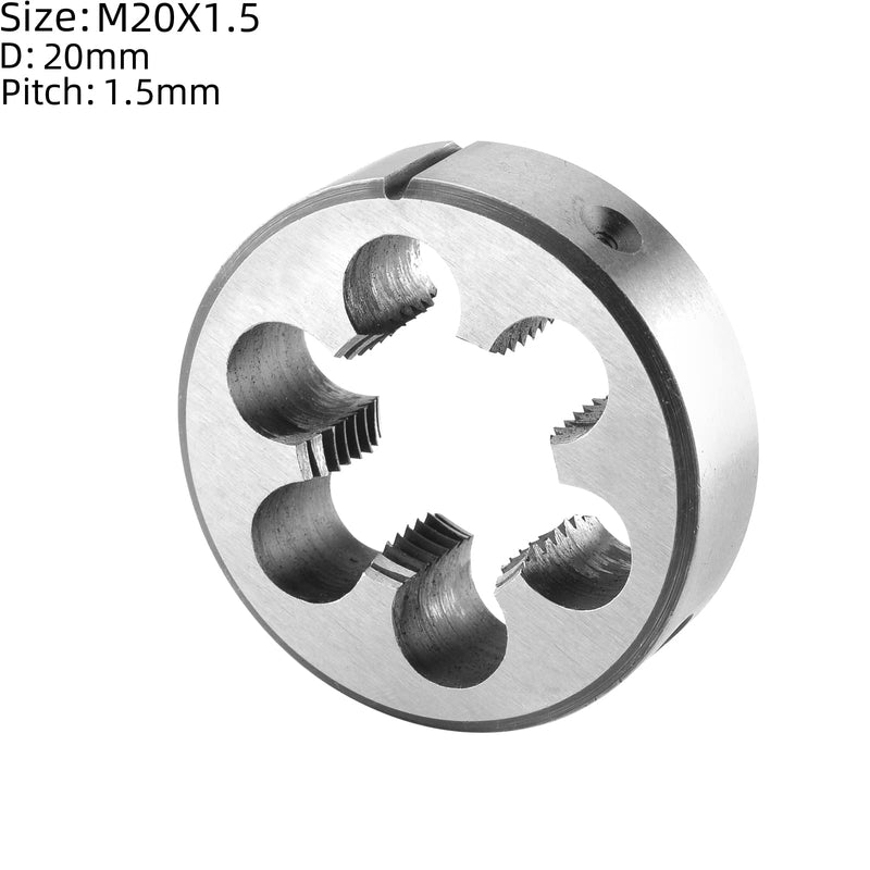 Burkit M20 X 1.5 Tap and Die Set, M20 x 1.5 Machine Thread Tap and Round Die Right Hand M20x1.5