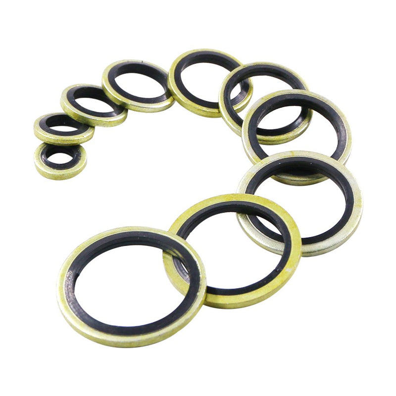 [Australia - AusPower] - Hilitchi 180-Pcs Metric Dowty Bonded Seal Oil Washer Assortment Kit - 10-SIZE: M6 to M24 gold 