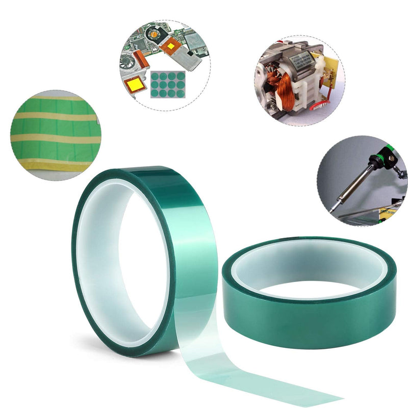 [Australia - AusPower] - 2 Roll Polyester High Temperature Masking Tape,PET Tape with Silicone Adhesive,Ideal for Painting,Powder Coating,Anodizing,Circuit Boards(Green,2 inches X 82 Feet 2 Roll X 2 inches 