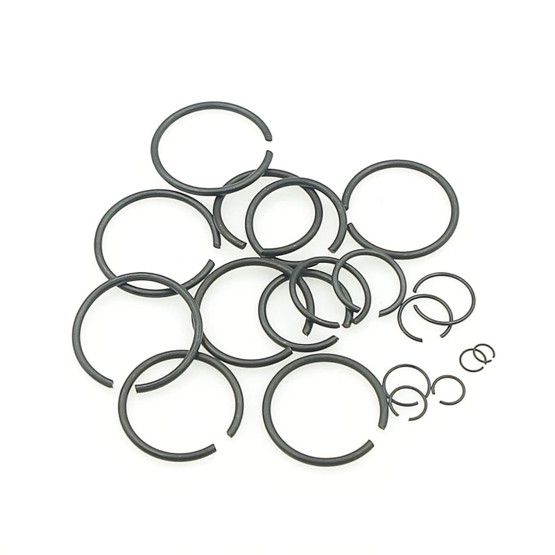[Australia - AusPower] - Metric 15-Sizes Round Wire C-Clips External Retaining Rings Assortment Kit;Round Wire Snap Rings for Shaft(Black 5mm-28mm? 