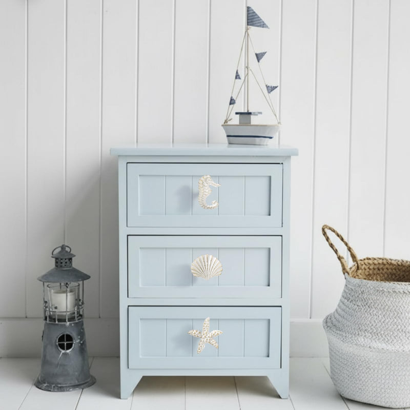 Zonon 8 Pcs Coastal Nautical Cabinet Knobs, Beach Ocean Themed Drawer Knobs, Starfish Seashell Seahorse Crab Cabinet Pulls & Handle, Metal Knob for Dresser Cupboard Wardrobe (White) White Gold Stylish Style