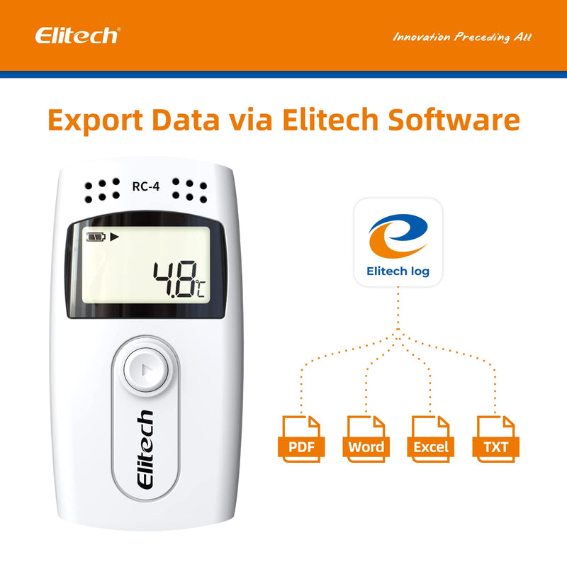 [Australia - AusPower] - Elitech Digital Temperature Data Logger Medical Refrigerator Thermometer Vaccine Fridge Temperature Monitor, RC-4 RC-4 Temp Probe 1 