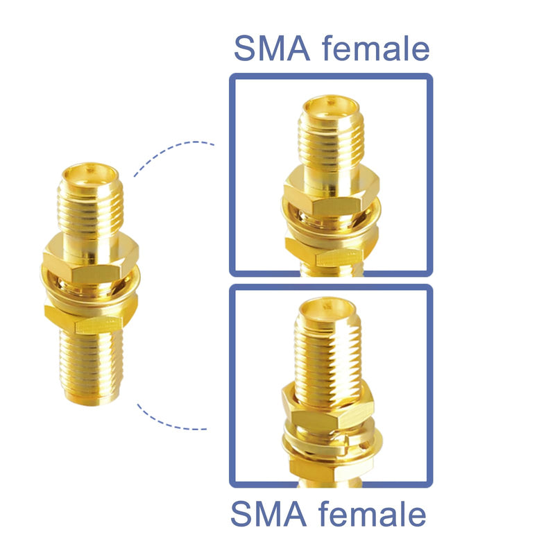 SMA Female to SMA Female Coaxial Adapter Coaxial Connector for 4G WiFi Antenna GPS Antenna Wireless LAN Devices