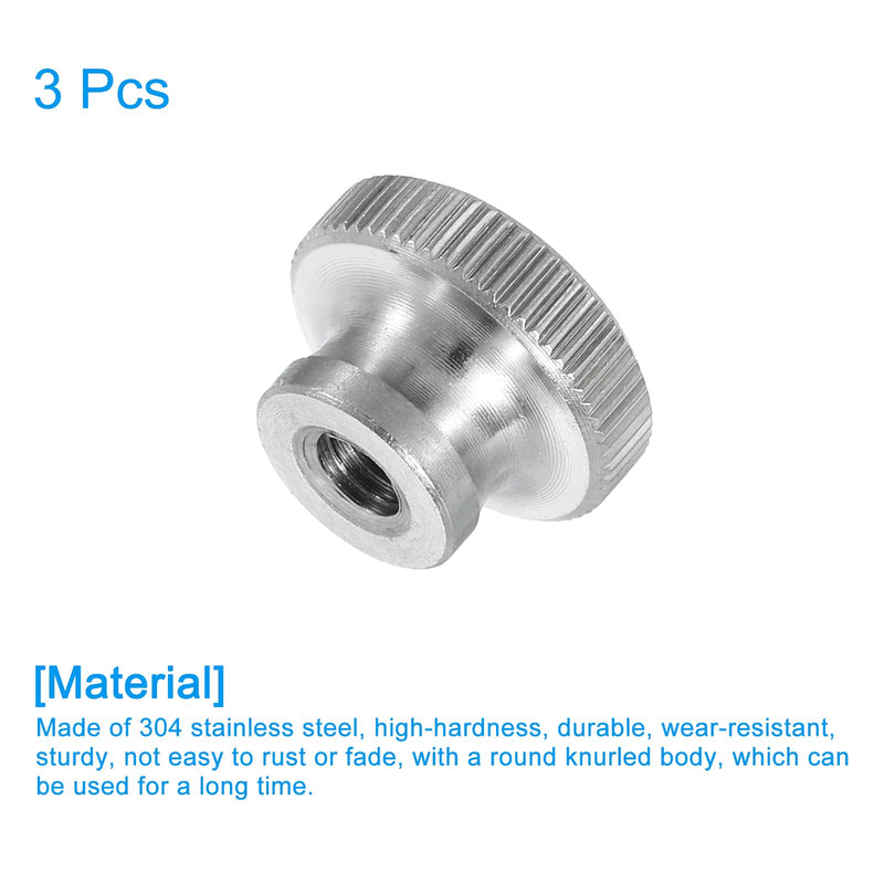 [Australia - AusPower] - uxcell Knurled Thumb Nuts, 3Pcs M5 x D16mm x H10mm Stainless Steel Round Knobs Fasteners Through Hole Hand Screw Nut Silver for 3D Printer Parts, Machine Tools 3 