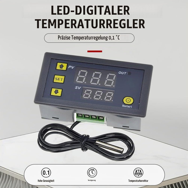 Digital Thermostat, W3230 DC 24V Digital Temperature Controller -20℃~100℃, Digital Display Thermostat Control Switch with Sensor Probe, LCD Temperature Controller Meter Controller, Alarm at High Temperature DC24V