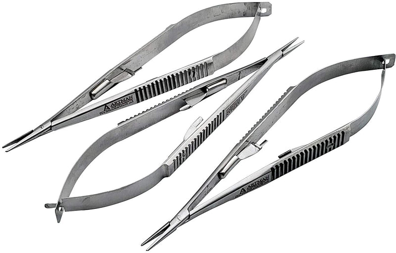 [Australia - AusPower] - Bundle of 3 pcs Castroviejo Needle Holder Hemostat Mayo Hegar Mosquito Keychain (Blue) 