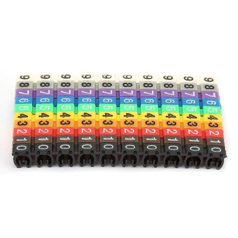 Wire Number Labels, Clip on Wire Markers, Colorful Cable Numbering Marker for Data Center Cable Management, Studio Patch Bays(100PCS KCM-2.5MM) 100PCS KCM-2.5MM
