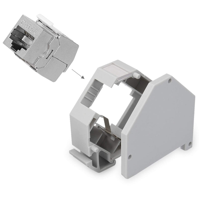 kwmobile Keystone Module Set CAT 6A with DIN Rail Adapter - 8x RJ45 DIN Rail Adapter Socket Shielded + 8x Holders for DIN Rail - Tool-Free Network Socket up to 10 Gbit/s 8x+8x
