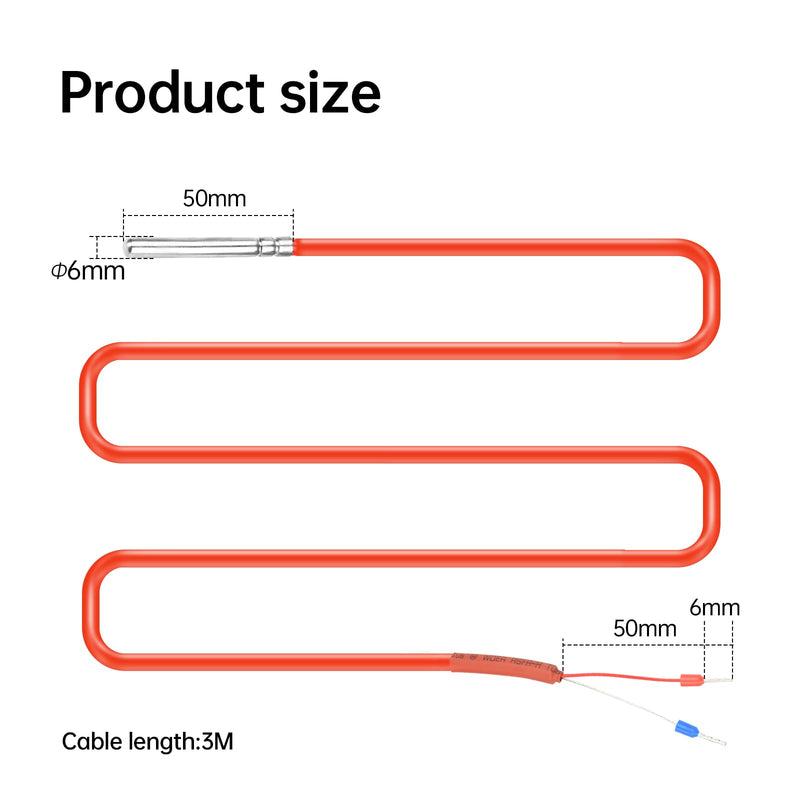 [Australia - AusPower] - Aideepen PT1000 Temperature Sensor, 2 Pieces 3 Metres Silicone Cable Digital Waterproof Temperature Sensor with Stainless Steel Probe, Temperature Measuring Range -50°C ~ 180°C 2 pieces 3 m 