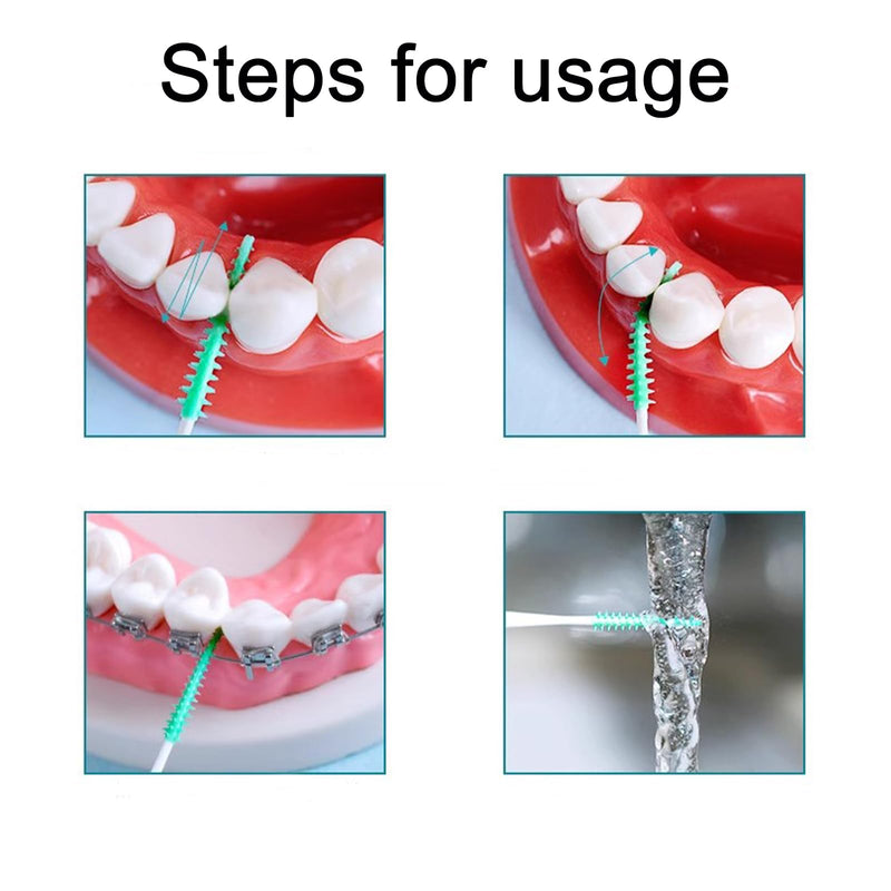 [Australia - AusPower] - 300 Pieces Dual-Use Interdental Brushes Soft Silicone, Disposable Dental Picks,Premium Dental Floss Picks for Effective Teeth Cleaning(200pcs Green+100pcs Blue) 200pcs Green+100pcs Blue 