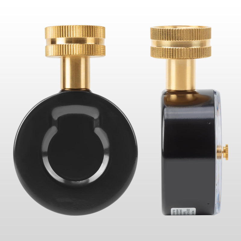 [Australia - AusPower] - 0 to 200 Psi Water Pressure Test Gauge with Red Max Pointer, 2.5 inch Dial Size, 3/4 inch Female Garden Hose Thread, Black Steel Case, Inspector for Home Hose Bib, House Water Tube, Spigot 